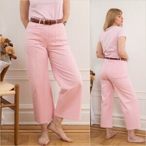 LOUP NYC $198 2X Pink Simon Pants Crop Wide Leg Made in USA